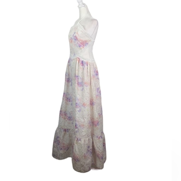Gianni Bini Embroidered Eyelet Halter Neck Tie Dye Cut-Out Maxi Dress -… - Picture 6 of 14
